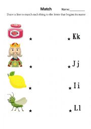 Phonics Worksheet - I J K L 