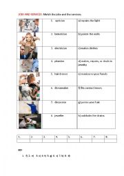 English Worksheet: JOBS AND SERVICES 1 (matching exercise)