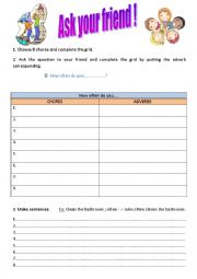 English Worksheet: How often do you ..... (chores) ?