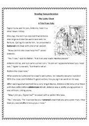 English Worksheet: Reading Text - The Lucky Cloak