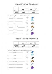 English Worksheet: DEMONSTRATIVE PRONOUNS