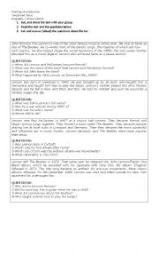 Reading Comprehension - biography in the Simple Past Tense