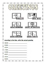 English Worksheet: GREETINGS