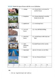 English Worksheet: HOUSES (matching exercise)