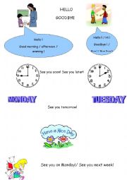 English Worksheet: Hello Goodbye