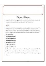 English Worksheet: Rhyme scheme