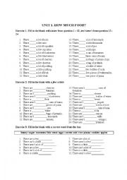 English Worksheet: How much food? 