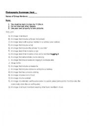 English Worksheet: Photo Scavenger Hunt