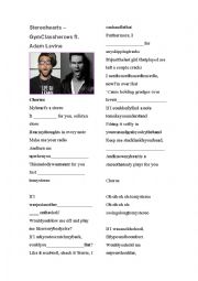 English Worksheet: Stereo Hearts - Gym Class Heroes ft. Adam Levine