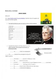 English Worksheet: Business Heroe : John Deere - Simple Past