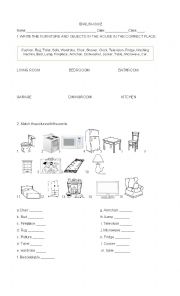 english quiz,  the house and furnitures