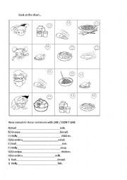 English Worksheet: I like-dont like