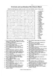 Word Search on Criminals and Law Breakers