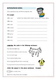 English Worksheet: Action Verbs