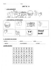 English Worksheet: h words