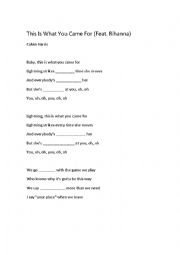 English Worksheet: Calvin Harris - This is what you came for 