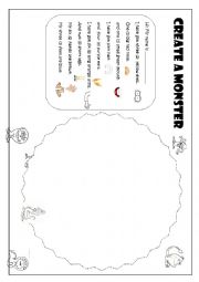 English Worksheet: Create a monster