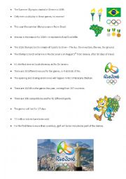 English Worksheet: OLYMPICS 2016 RIO BRAZIL FUN FACTS