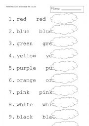 English Worksheet: Colour the clouds