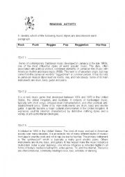 English Worksheet: music styles