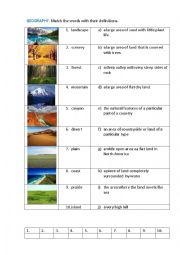 English Worksheet: GEOGRAPHY (matching exercise)