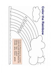 English Worksheet: color the rainbow