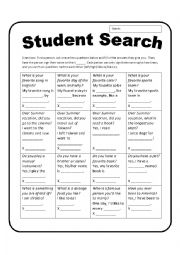 English Worksheet: Student Search - Back from Vacation!