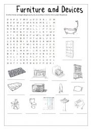 English Worksheet: Furniture and Devices
