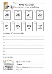 English Worksheet: Write the dates!