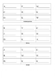 English Worksheet: Alphabet categories race