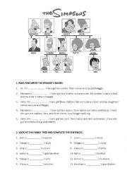 English Worksheet: The Simpsons Family Tree