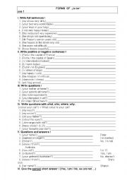 English Worksheet: Forms of to be