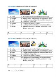 English Worksheet: TRAVELLING 1 (matching exrcise)