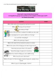 English Worksheet: money quiz!!! 