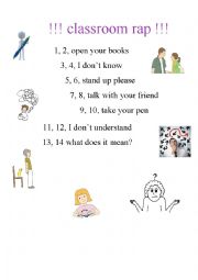 English Worksheet: Classroom rap