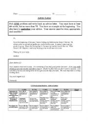 English Worksheet: Advice Letter