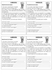 English Worksheet: Reading and Comprehensino