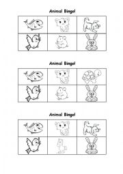English Worksheet: Animal Bingo