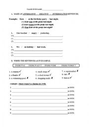 English Worksheet: Past Simple-Was/Were (Affirmative-Negative-Interrogative Forms)