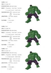 English Worksheet: Writing prompt Hulk