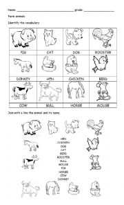 English Worksheet: farm animals worksheet