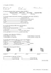 English Worksheet: English Test for 9th Grade - 1B