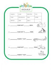 English Worksheet: JUNGLE ANIMALS - HAVE GOT