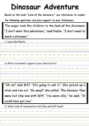 English Worksheet: Dinosaur Adventure