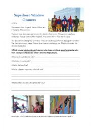 English Worksheet: Super Hero Window Cleaners