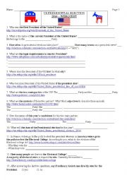 English Worksheet: 2016 US presidential election webquest