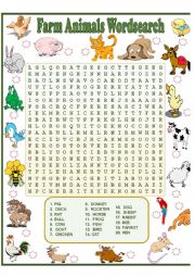 Farm Animals Wordsearch