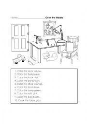 English Worksheet: Color the Nouns Worksheet