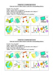 English Worksheet: School subjects