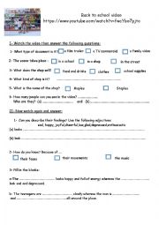 English Worksheet: Back to school funny commercial/video